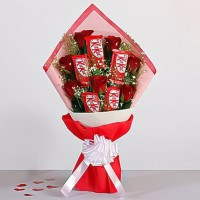 Red Roses With Kitkat bouquet